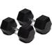 Rubber Encased Hex Dumbbell Hand Weights. Single Dumbbells Or Dumbbell Pairs. 5LB To 100 LB Dumbbell Sets For Strength Workouts