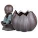 Ceramic Planter Zen Monk Statue Pot Holder Zen Garden Figure Ornament Cup Brush Holder Pot for Home Office Room Decor