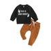 Baby Boy Halloween Outfits Ghost Letter Print Sweatshirt and Pants