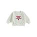 Canrulo Toddler Baby Girl Boy Crewneck Sweatshirt Long Sleeve Letter Print Sweaters Pullover Tops Fall Clothes Milky White 12-18 Months