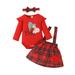 jxxiatang Girls Knitting Romper Tops A-Lined Short Plaid Half Dress Headband