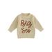 Girl Long Sleeve Flower Letter Embroidery Pattern Knitwear Pullover