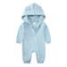 QIANGONG Baby Boys Bodysuits Solid Baby Boys Bodysuits Hooded Long Sleeve Baby Boys Bodysuits Light Blue 6-9 Months