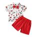 Toddler Outfits For Girls Boys Fall Valentine S Day Short Sleeve Hearts Printed T Shirt Tops Shorts Gentleman Kids Baby Outfit Sets White 2 Years-3 Years