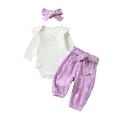 Newborn Baby Girl Fall Winter Clothes 0 3 6 9 12 18 24Months Long Sleeve Romper Pullover Tops Floral Pants Headband Set Outfit