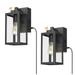 2-PACK Black Outdoor Porch Lights with GFCI Outlet Dusk to Dawn Outdoor Wall Lights with Clear Tempered Glass Waterproof Die-Cast Aluminum in Black Finish
