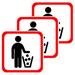 3Pcs Public Trash Can Decal Living Room Garbage Bin Decal Wall Waste Bucket Sticker for Home Office