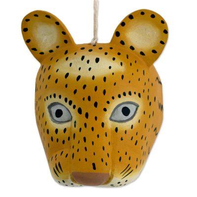 Royal Maya Jaguar,'Guatemala Artisan Carved and Painted Pinewood Jaguar Mask'