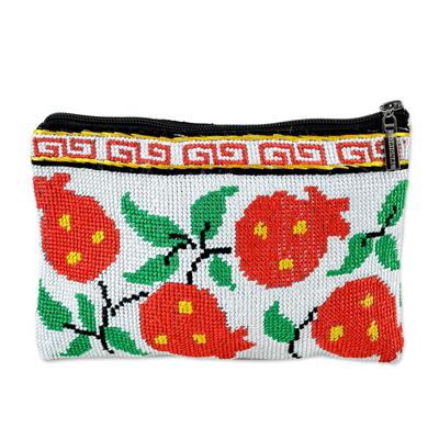 Cool Red Pomegranate,'Iroki Embroidered Pomegranat...