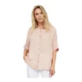 2-Biz , Stylish 3/4 Sleeve Button-Up Blouse ,Pink female, Sizes: XL