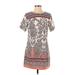Abercrombie & Fitch Casual Dress - Shift: Gray Floral Motif Dresses - Women's Size Small