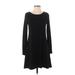 Express Casual Dress - A-Line Scoop Neck Long sleeves: Black Print Dresses - Women's Size Small