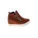 Sneakers: Brown Solid Shoes - Women's Size 4 - Round Toe