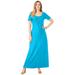 Plus Size Women's Stretch Cotton T-Shirt Maxi Dress by Jessica London in Ocean (Size 30)