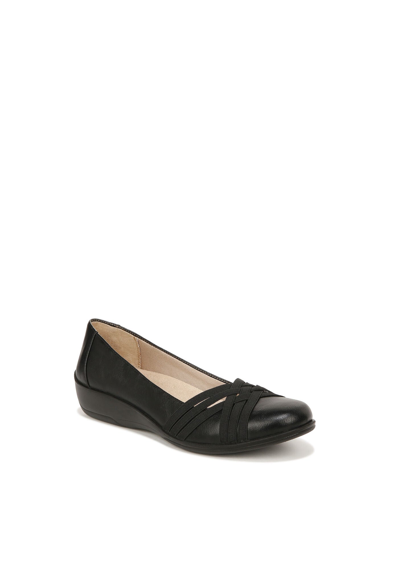 Wide Width Women's Incredible 2 Slip On Shoe by LifeStride in Black Faux Leather (Size 7 1/2 W)