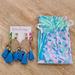 Lilly Pulitzer Jewelry | Lilly Pulitzer Sea Dreamer Earrings (Style#-006961) With Drawstring Bag Nwt | Color: Blue/Gold | Size: Os