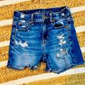 American Eagle Outfitters Shorts | American Eagle Denim Shorts Next Level Stretch High Rise Denim Shortie 00 | Color: Blue/White | Size: 00