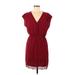 Madewell Casual Dress - Mini V Neck Short sleeves: Burgundy Print Dresses - Women's Size 6