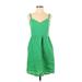 Cynthia Rowley TJX Casual Dress - A-Line V Neck Sleeveless: Green Print Dresses - Women's Size X-Small