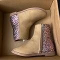 J. Crew Shoes | Bnib Crewcuts Girls Sz 9 Classic Zip Up Light Brown Bootie With Glitter | Color: Pink/Tan | Size: 9g