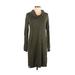 Daily Ritual Casual Dress - Sweater Dress Cowl Neck Long sleeves: Green Solid Dresses - Women's Size Large