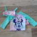 Disney Swim | Nwt Disney Minnie Mouse Infant Girls Swim Set (Top & Rash Guard) Size 12m | Color: Green/Pink | Size: 12mb