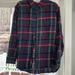 American Eagle Outfitters Tops | Ae Boyfriend Fit Flannel Button Green Pink Plaid 100% Cotton Shirt Xxl | Color: Blue/Pink | Size: Xxl