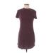 Garage Casual Dress - Mini Crew Neck Short sleeves: Burgundy Print Dresses - Women's Size Medium