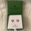 Kate Spade Jewelry | Kate Spade Custom Shaped Pave Halo Heart Stud Earrings In Pink/Gold | Color: Gold/Pink | Size: Os