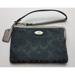 Coach Bags | Coach Signature Corner Zip Wristlet Wallet Pouch Silver Leather Trim | Color: Black | Size: Os