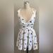 Free People Dresses | Free People Spring V-Neck Dandelion Print Mini Halter Dress Size 2 | Color: Cream | Size: 2