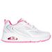 Skechers Girl's Uno - So Wavy Sneaker | Size 2.0 | White/Pink | Synthetic/Textile