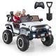 COSTWAY 24V Kids Ride on Truck, 2-Seater Battery-powered Ride On Car with Remote Control, Music, MP3, USB, 4 Motors Electric Vehicle Jeep for Boys Girls (White)