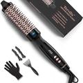 Terviiix Thermal Brush 32MM Ceramic Tourmaline Ionic Curling Brush, Volumizing Hot Brush Create Root Volume & Loose Curls, Digital Display 5 Temperatures Heated Round Brush Volumizer, Dual Voltage