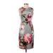 Calvin Klein Casual Dress - Sheath: Gray Floral Dresses - Women's Size 4 Petite