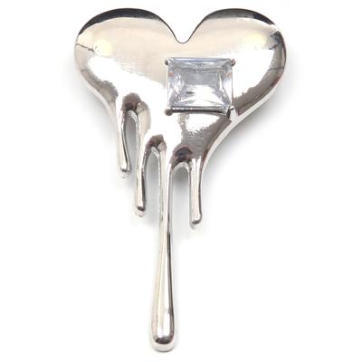 Brosche FIRETTI "Schmuck Geschenk Ansteckschmuck Herz mit großem Stein glitzernd", weiß (silberfarben,,, kristallweiß, kristallweiß), Broschen, Damen, Metall, mit Glasstein Image