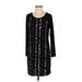 Banana Republic Casual Dress - Mini Scoop Neck 3/4 sleeves: Black Print Dresses - Women's Size Small