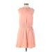 Cloth & Stone Casual Dress - Mini Mock Sleeveless: Pink Print Dresses - Women's Size Medium