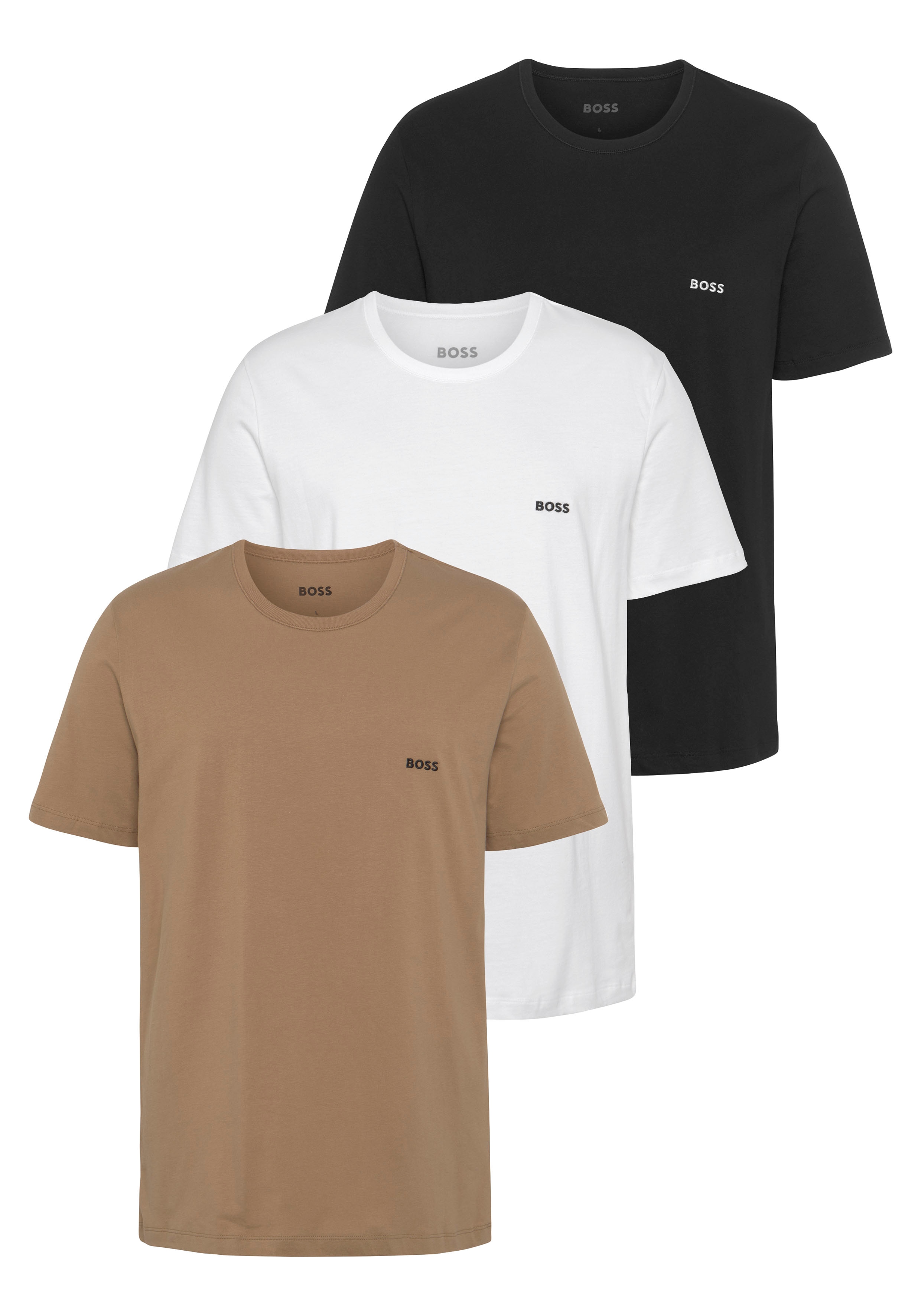 T-Shirt BOSS "Rundhals BOSS ONE", Herren, Gr. S (48), beige (medium_beige265), Jersey, Obermaterial: 100% Baumwolle, Basic, Rundhals, eingesetzt normaler Saum, Shirts T-Shirt, mit dezentem BOSS Logo-Print