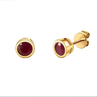 Paar Ohrstecker VIVANCE "585/- Gelbgold glanz Rubin", gelb (gelb, rot), Ohrringe, Damen, ONE-SIZE, Gold Image