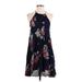 Kimchi Blue Casual Dress - A-Line Crew Neck Sleeveless: Blue Floral Dresses - Women's Size Small