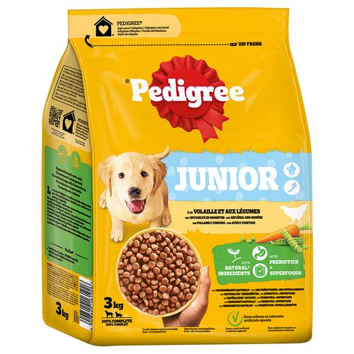 3x 3kg Pedigree Junior Geflügel & Gemüse Hundefutter trocken