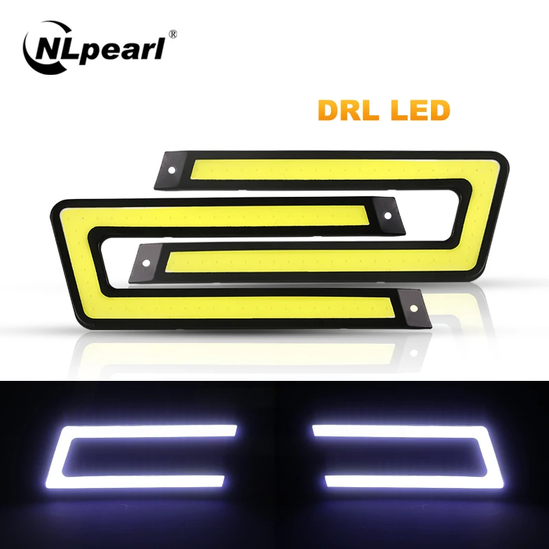 Nlpearl 2 pièces ensemble de lumière de voiture DRL Led COB voiture LED feux de jour pour voiture tout-terrain SUV Auto LED feu antibrouillard de conduite externe