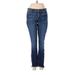 7 For All Mankind Jeans - Mid/Reg Rise Boot Cut Boot Cut: Blue Bottoms - Women's Size 28 - Sandwash