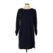 Merona Casual Dress - Shift Crew Neck 3/4 sleeves: Blue Print Dresses - Women's Size Large