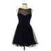 Blondie Nites Cocktail Dress - Party Crew Neck Sleeveless: Black Solid Dresses - Women's Size 11