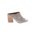 Franco Sarto Mule/Clog: Slip-on Stacked Heel Boho Chic Gray Solid Shoes - Women's Size 39 - Open Toe