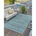 Blue Rectangle 9' x 12' Area Rug - Langley Street® Hebb Geometric Aqua Indoor/Outdoor Area Rug Polypropylene | Wayfair