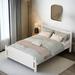 Alcott Hill® Wooden Platform Bed w/ Elegant Headboard Platform Bed Wood in Brown/White | 39 H x 56.2 W x 79.9 D in | Wayfair