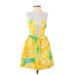 Lilly Pulitzer Casual Dress - Fit & Flare Crew Neck Sleeveless: Yellow Floral Dresses - Women's Size 00
